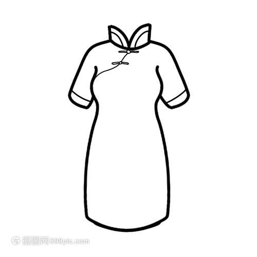 旗袍线条之韵 简笔画线稿中的服装艺术